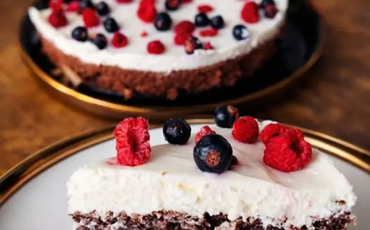 Nadýchaný koláč s tvarohem a ovocem