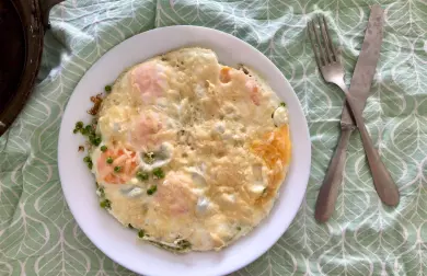 Omeleta z volských ok s hráškem a parmezánem