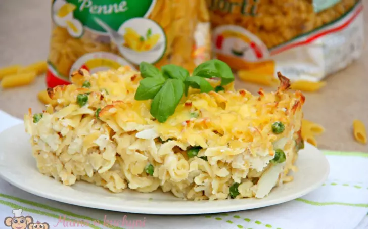 Zapečené těstoviny s květákem a tuňákem (od 1 roku)