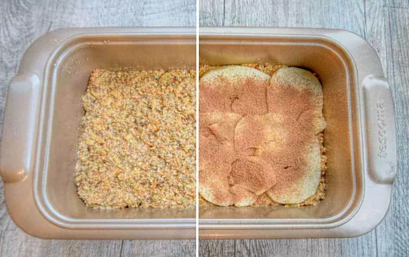 Troubu si předehřeji na 180°C

Vejce rozdělím na bílky a žloutky a bílky vyšlehám v tuhý sníh. Oloupu jablko i mrkev. Jablko nastrouhám nahrubo a mrkev najemno. Mandle rozmixuji s rozinkami v kuchyňském robotu (mixuji asi minutu na konzistenci strouhanky) a smíchám je s kořením, jáhlovými vločkami, chia semínky. Následně přidám nastrouhané jablko, mrkev a žloutky. Jakmile mám vše promíchané, vmíchám tuhý sníh. Těsto naliji a uhladím dohladka v menší nepřilnavé formě na pečení. Vše zakryji oloupaným, na plátky nakrájeným jablkem a posypu skořicí a kakaem.