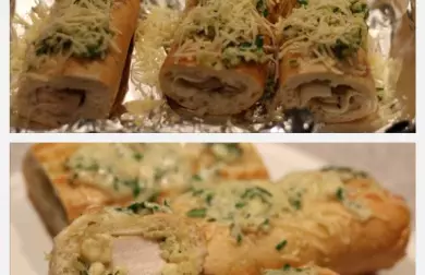 Zapekané bagety s kuracími kúskami a čedarom